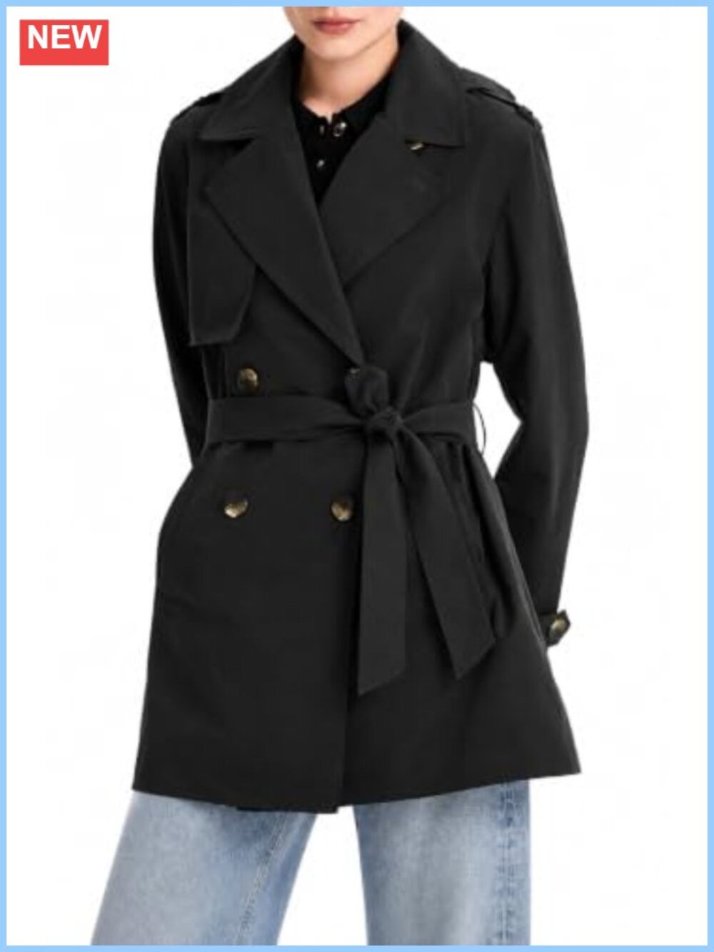 Hooded Trench Coat Women Mid-Length Double-Breasted Polyester